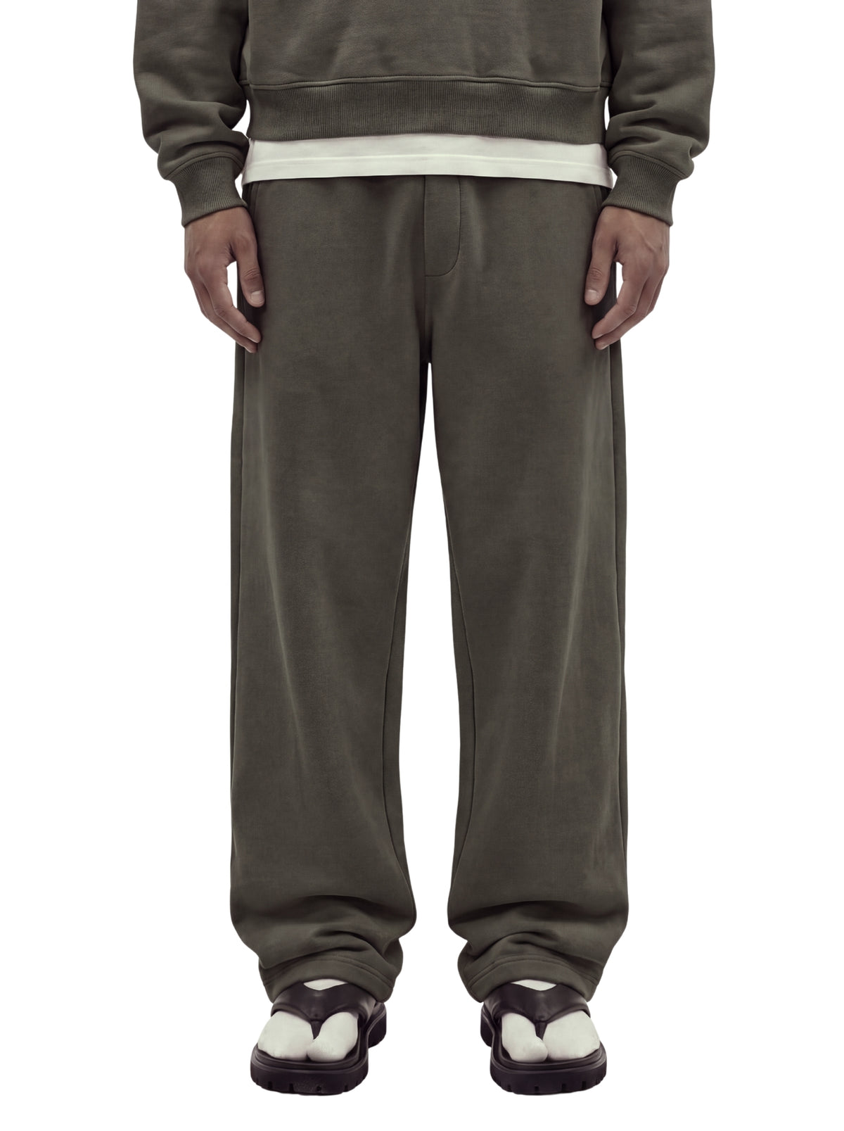 Stone Olive Baggy Cotton-rich sweatpants (Warft)