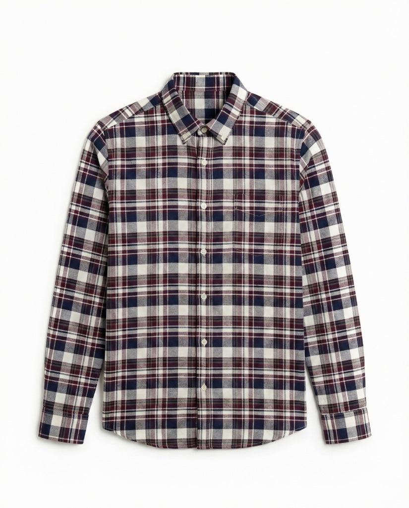 Black Majenta Checkered Cotton Shirt