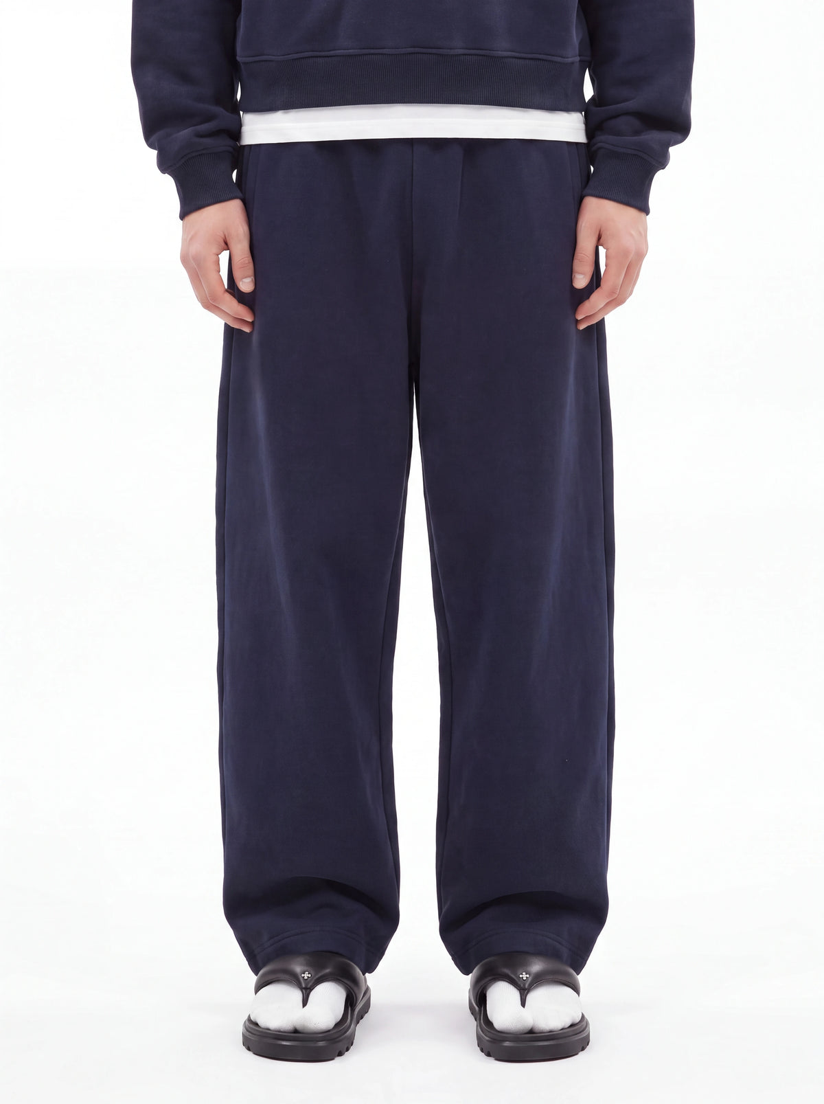 Navy Blue Baggy Cotton-rich sweatpants (Warft)