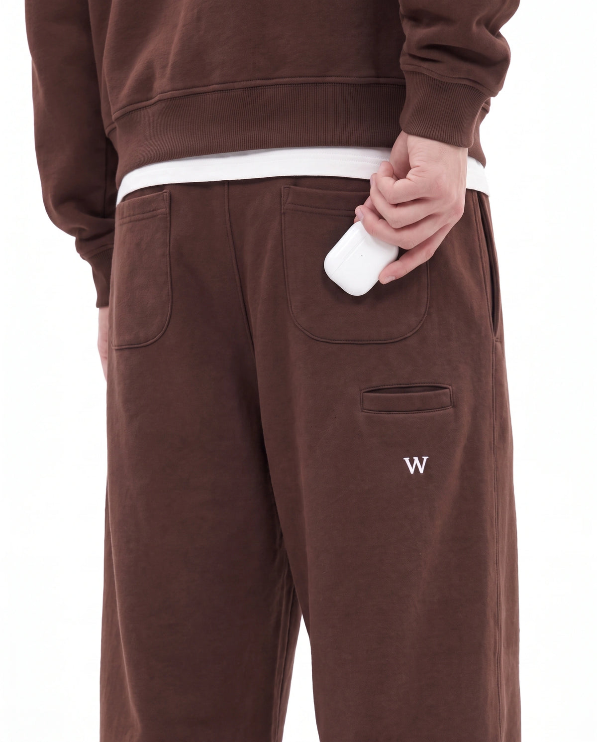 Mocha Brown Baggy Cotton-rich sweatpants (Warft)