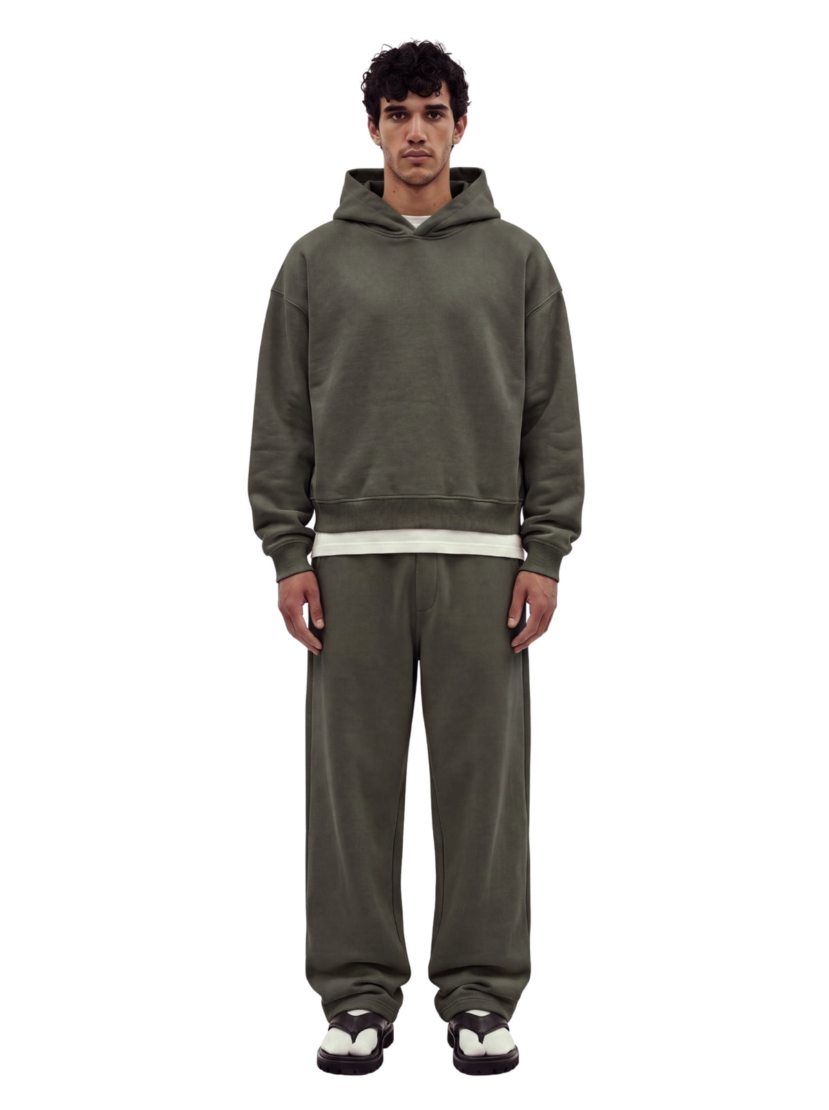 Stone Olive Baggy Cotton-rich sweatpants (Warft)