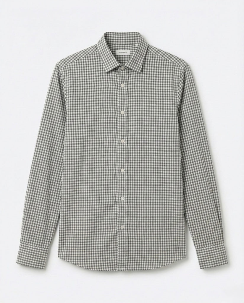 White Checkered Linen Blend Shirt