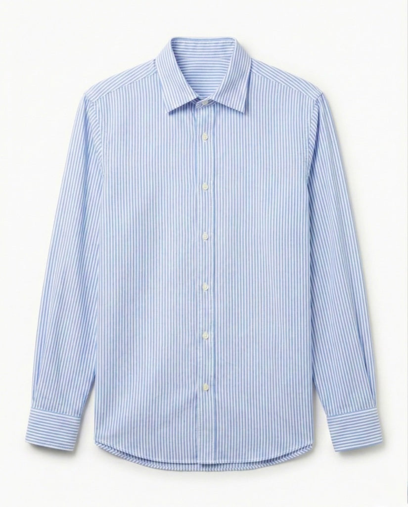 Blue & White Striped Cotton Shirt