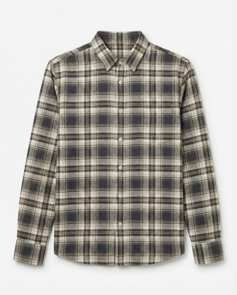 Mud Green Checkered Cotton Shirt