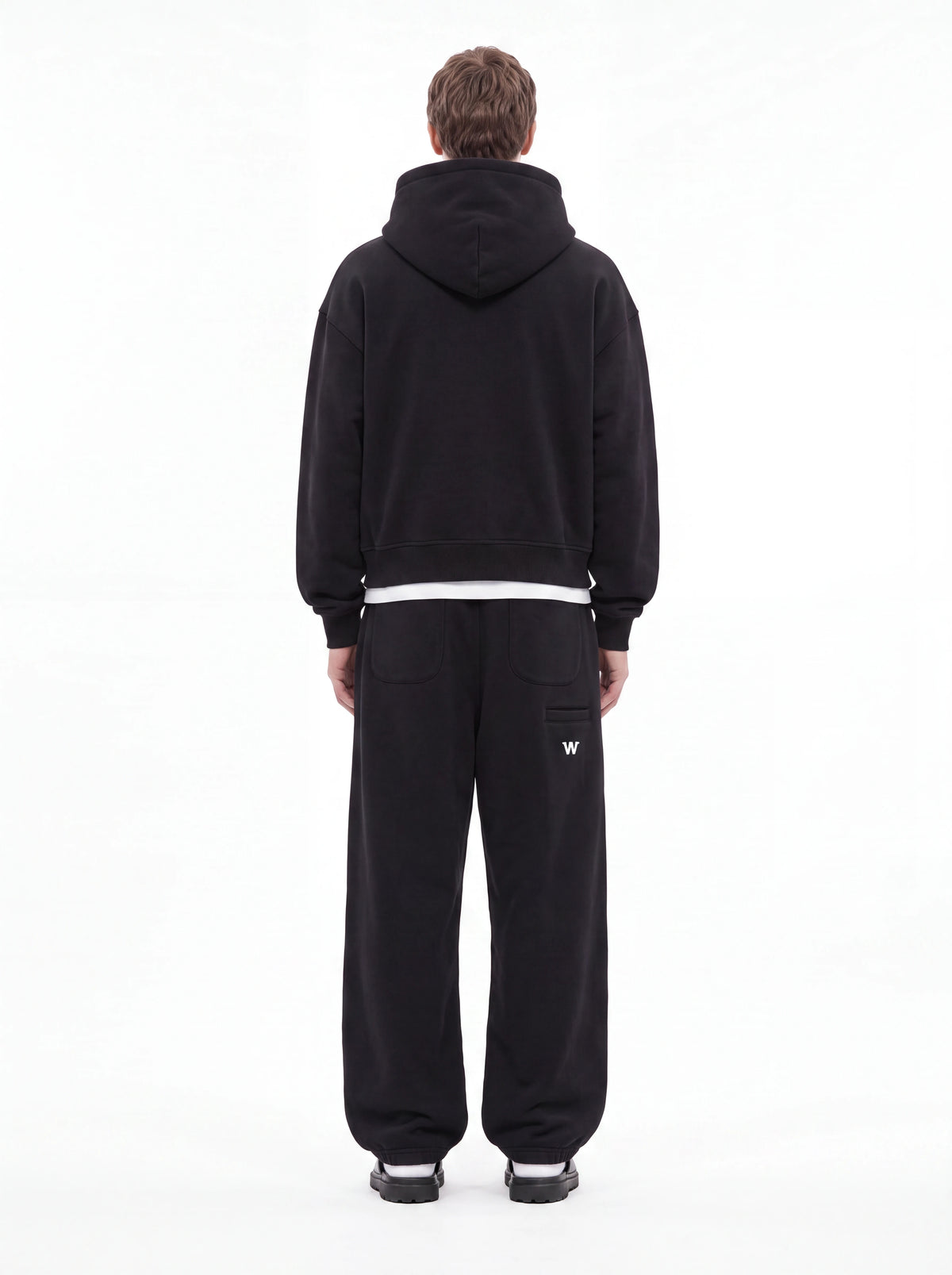 Jet Black Baggy Cotton-rich sweatpants (Warft)