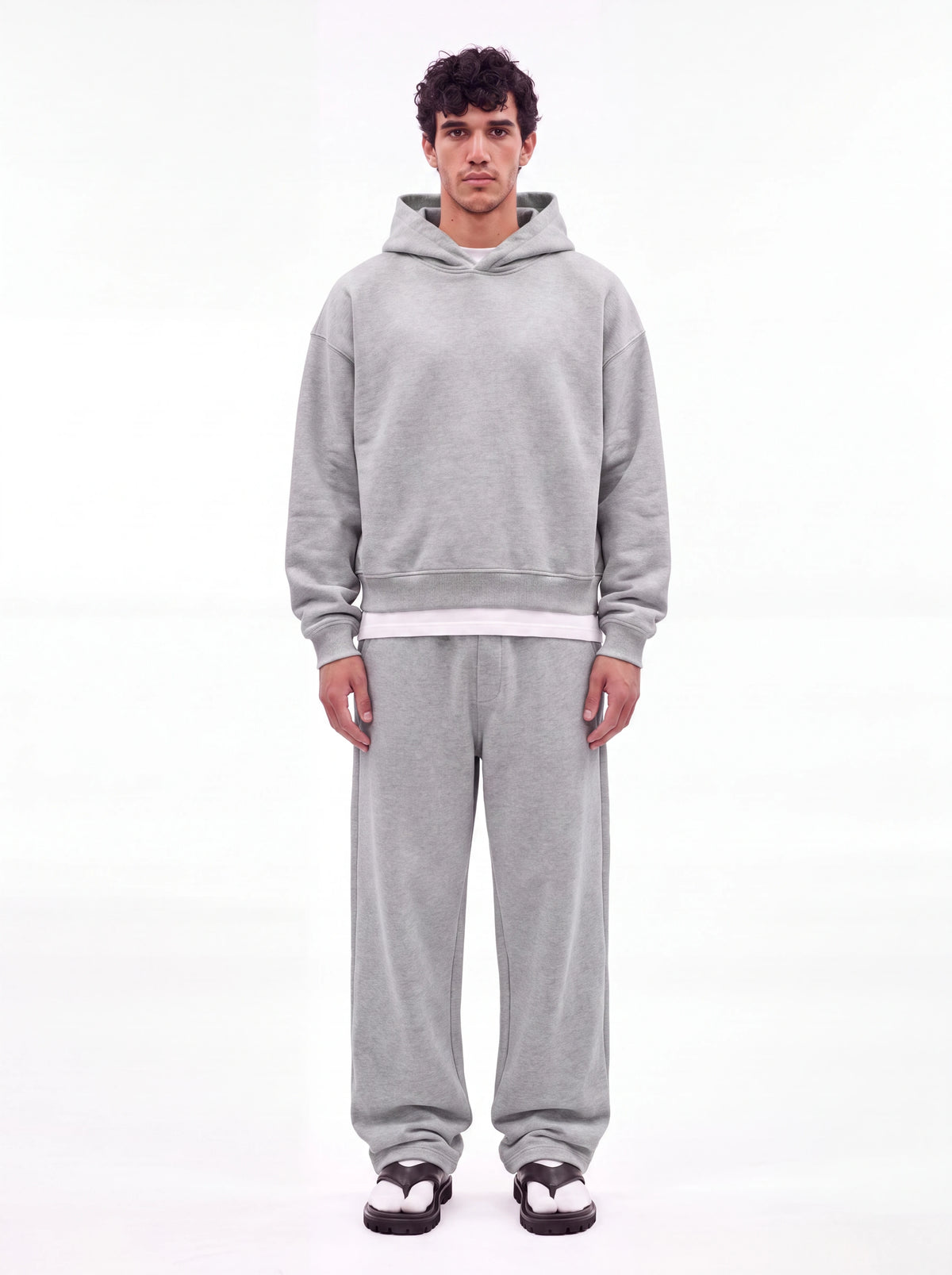 Melange Grey Baggy Cotton-rich sweatpants (Warft)