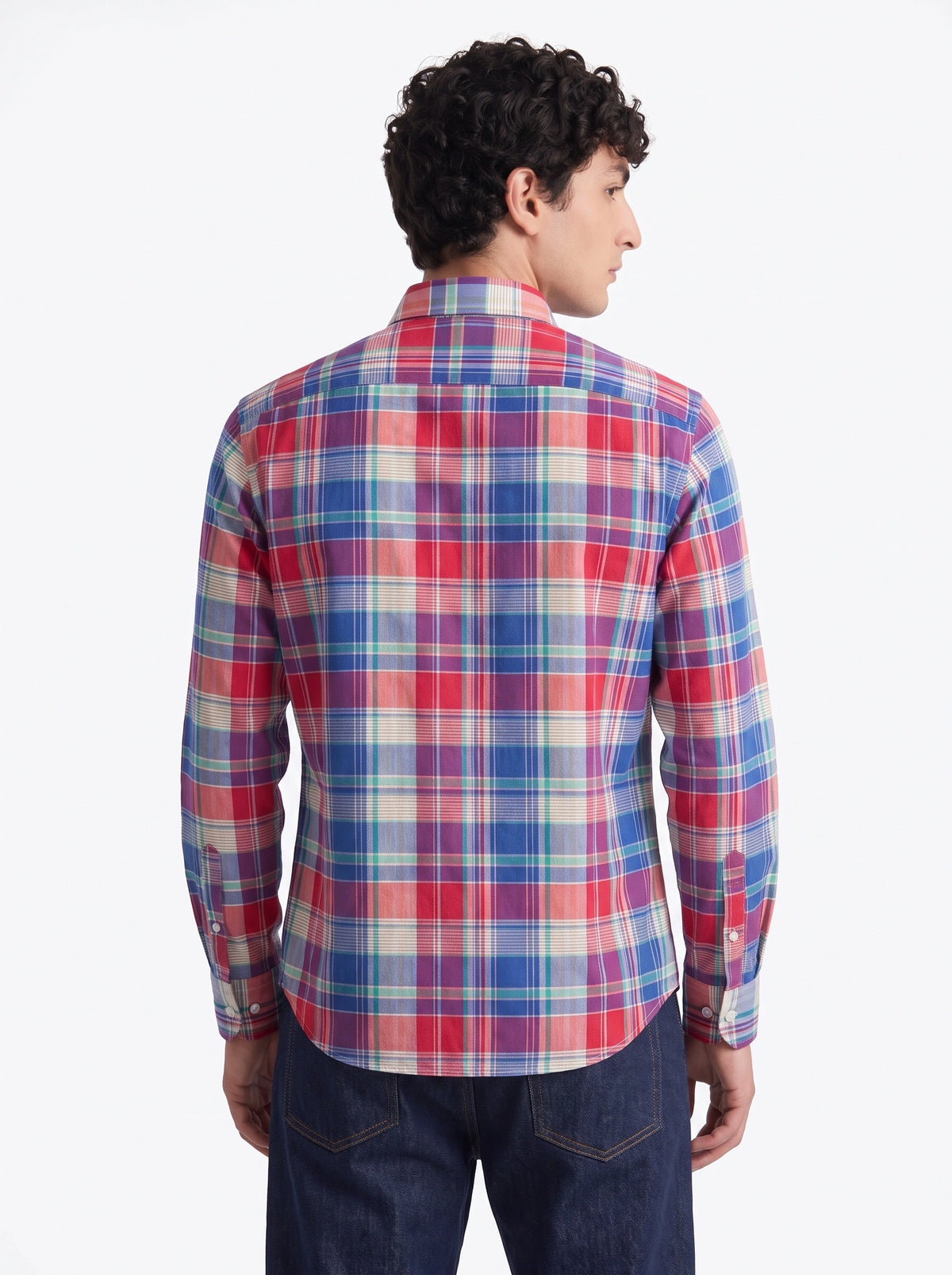 Crimson Blue Madras Checkered Cotton Shirt